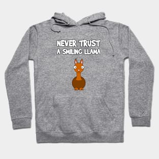 Never Trust A Smiling Llama Funny Animal Cartoon Pet Humor Hoodie